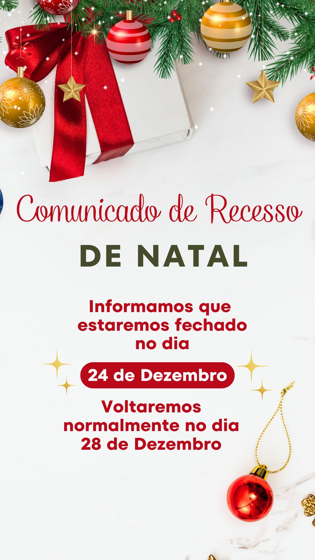 Comunicado de Recesso de Natal